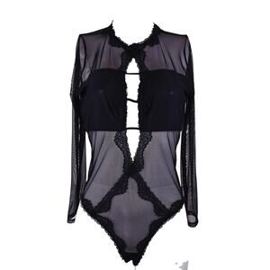 Jezebel Black Lace Style 999756 Women's Bodysuit XL